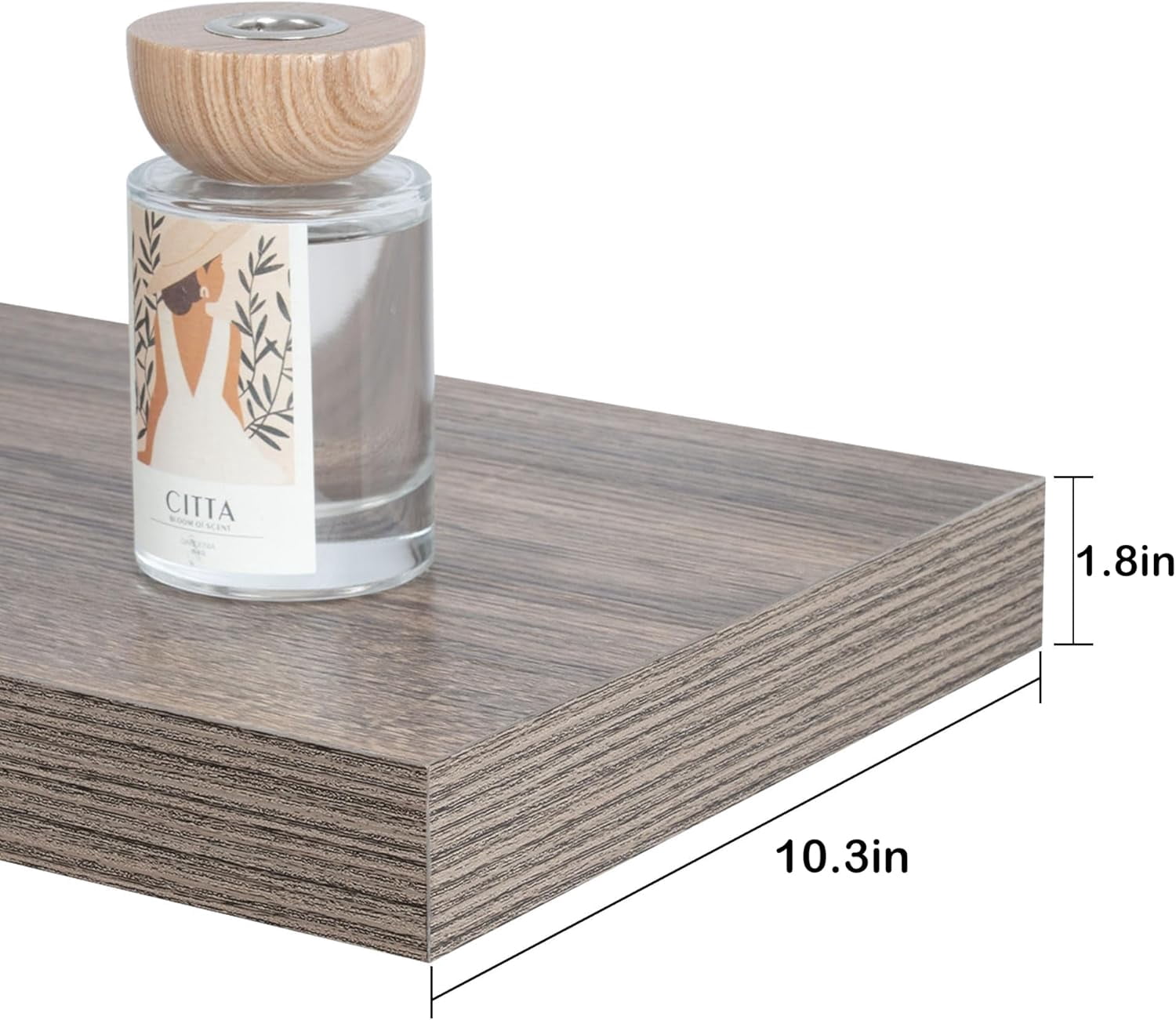 Floating Shelves - 10.23 Inch Deep Wall Shelf for Decor & Storage - Wall Mounted Display Shelving with Invisible Heavy-Duty Metal Bracket - 36" W x 10.23" D x 1.8" H - Set of 1 - Rustic Grey