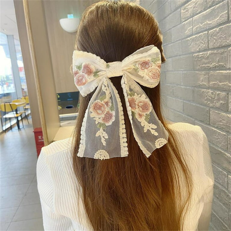 Travelwant Lace Bow Hair Clips, Korean-Style Flower Hair-Bow Barrette Hair  Accessories, Handmade Hair Decor For Women Girls 