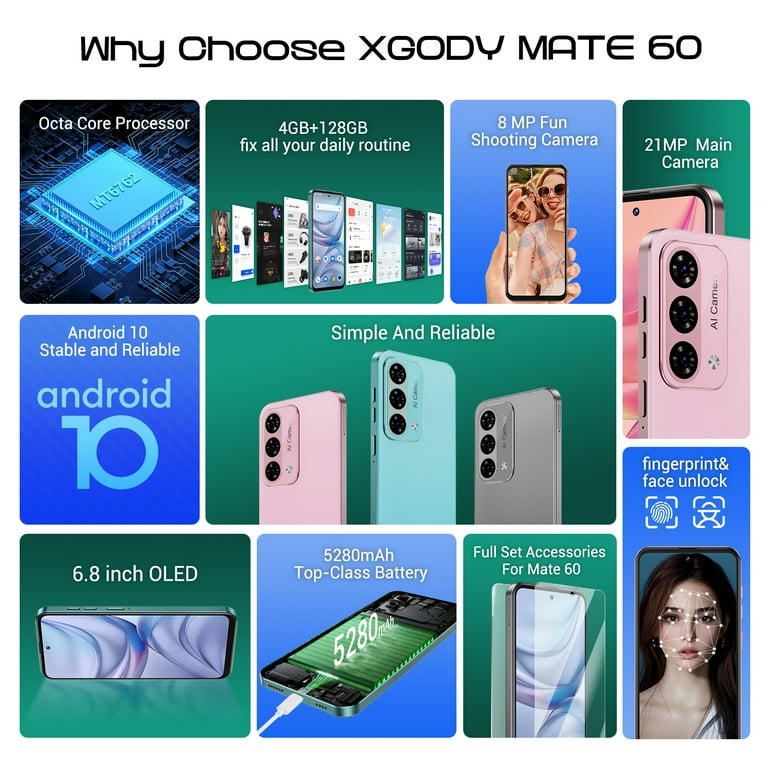 T-Mobile XGODY Unlocked Phone, Octa-Core, 6.56