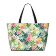 thumbnail image 2 of Xecao Tropical Flowers for versatile beach bag for women includes zipper pockets and waterproof material, ideal for vacations and adventures., 2 of 7