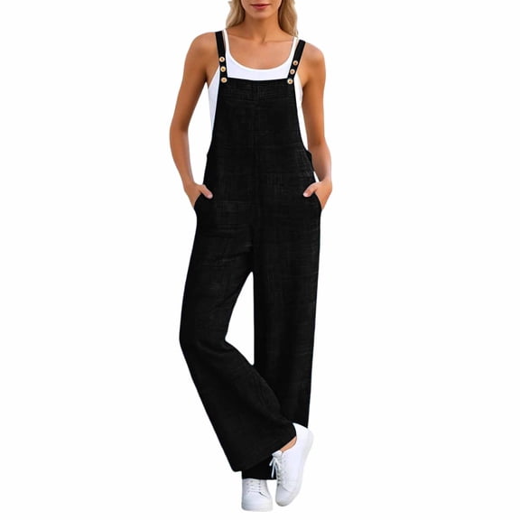 Avolia Women's Washed Denim Jumpsuit Sleeveless Wide Leg Casual Overalls Relaxed Fit Pant