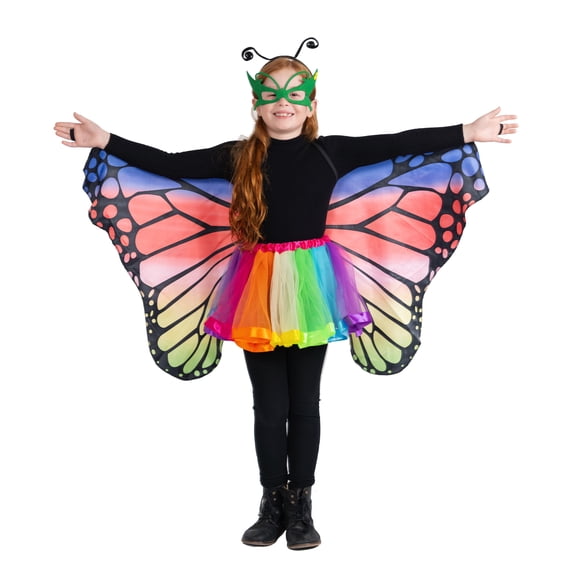 Dress Up America Butterfly Wings Costume for Girls - Butterfly Costume for Kids - Butterfly Cape, Headband, Mask and Tutu Set