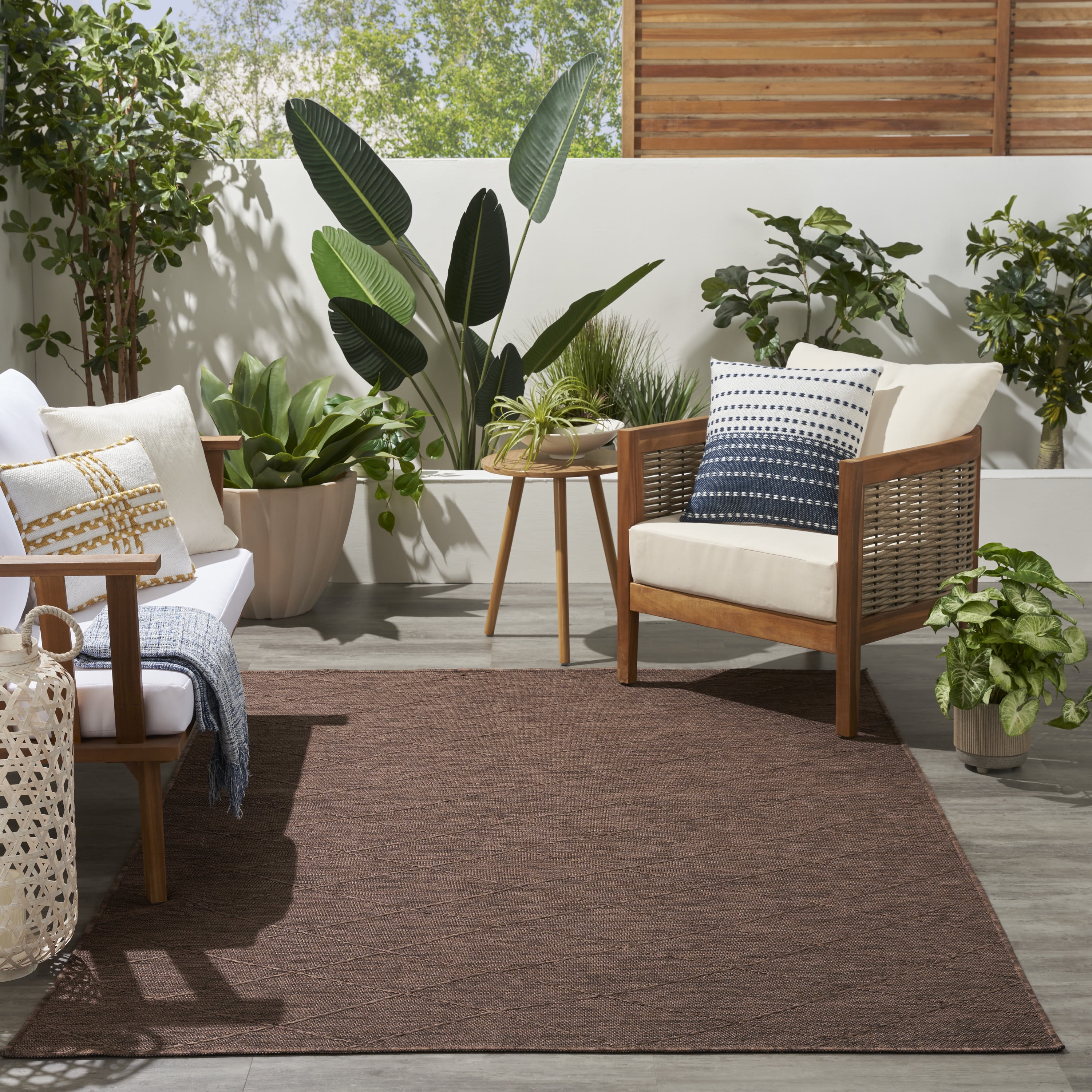 Nourison Practical Solutions Indoor/Outdoor Mocha 6' x 9' Area Rug (6x9)