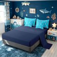 thumbnail image 4 of meiyoeat Kawaii Surfing Cartoon Shark Twin Bedding for Boys Girls, Summer Beach Marine Wildlife Bedding Comforter Set, Blue, Blue Reversible, 7-Piece, 4 of 6
