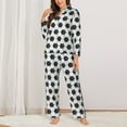 thumbnail image 2 of KLL Soccer Print Women's Long Sleeve Pajamas with Pants Sleepwear Loungewear 2 Set-Large, 2 of 7
