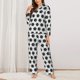 thumbnail image 2 of Fotbe Soccer Conjunto de Pijama de Manga Larga para Mujer con Estampado, Ropa de Dormir de 2 Piezas, Conjunto de Casa Suave y Cómodo con Bolsillos-Large, 2 of 7