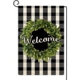 thumbnail image 1 of Newhomestyle Welcome Garden Flag Double Sided, Buffalo Plaid Check Spring Fall Yard Flag Burlap, for Outdoor Outside Decoration 12 x 18 Inch, 1 of 5