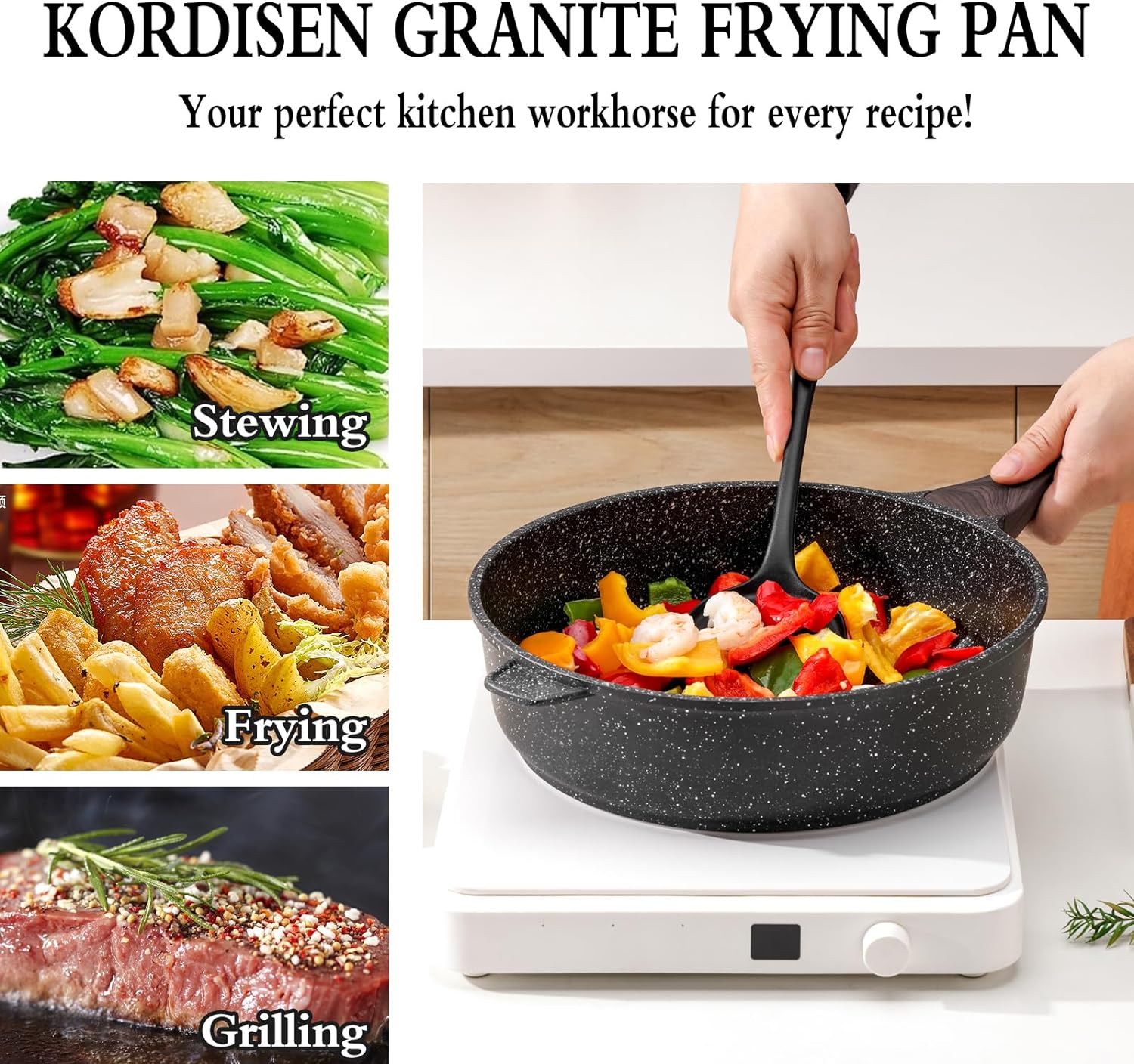 Kordisen 3.5QT Nonstick Deep Frying Pan with Lid, 10 Inch photo 5