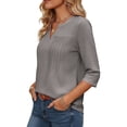 thumbnail image 4 of Abomasnow Women's Athletic Shirts 3/4 Length Sleeve V-Neck Tops Dressy Work Office Casual Workout Yoga Shirts, 4 of 8