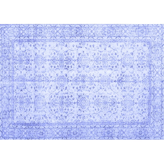 Ahgly Company Machine Washable Indoor Rectangle Persian Blue Traditional Area Rugs, 7' x 10'