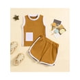 thumbnail image 2 of FEORJGP Toddler Baby Boys Shorts Set 3M 6M 12M 18M 2Y 3Y Infant Sleeveless Vest Crew Neck Waistcoat Patchwork Tank Top with Elastic Waist Shorts Newborn Loose Casual Summer Outfit, 2 of 9