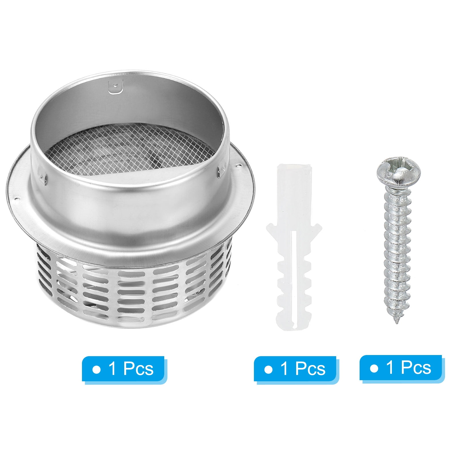 Uxcell 6" 304 Stainless Steel Vent Cover Wall Soffit Air Vent Louvered with Mesh for HVAC Exhaust Extractor Fan