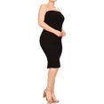 thumbnail image 2 of Women's Plus Size Stretch Strapless Basic Elastic Tube Top Slim Bodycon Solid Midi Dress, 2 of 3