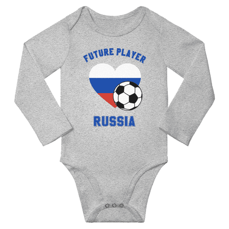 

Future Russia Soccer Player Baby Long Slevve Rompers (Gray 6-12 Months)