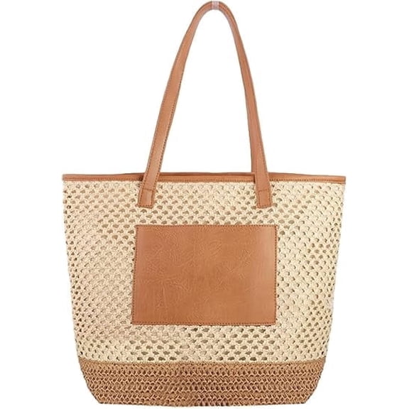 Straw Beach Bags for Women Large Rattan Hollow Woven Tote Shoulder Purse Casual Summer Top Handle Handbags