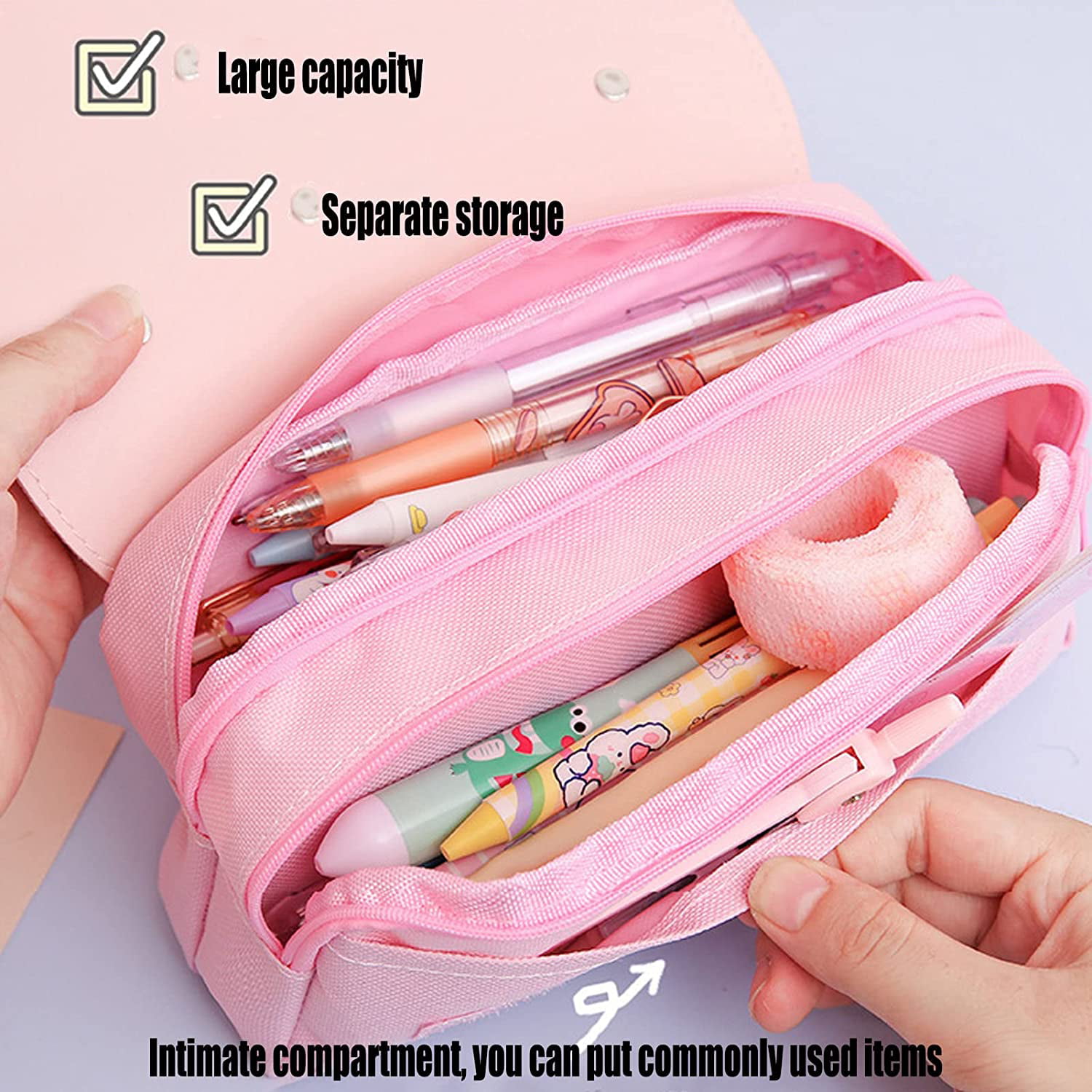 DanceeMangoo Cherry Blossom Roll Pencil Pouch Canvas Sakura Pencil Roll  Wrap Large Capacity Pencil Case for Artist Students (Purple) 