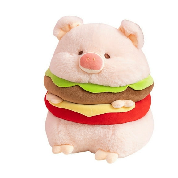 Hamburger Pig Plush Toy Cute Stuffed Animal Soft Doll For Kids Boys Girls Christmas Birthday Gift Fun Design