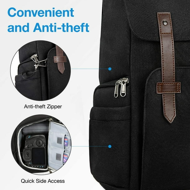 Camera Backpack IBAOLE Camera Backpack Anti Theft DSLR SLR Camera Bag Fit up to 15 Laptop with Waterproof Rain Cover Tripod Holder Black Walmart