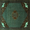 thumbnail image 1 of Ahgly Company Machine Washable Indoor Square Persian Turquoise Blue Traditional Area Rugs, 5' Square, 1 of 4