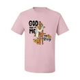 thumbnail image 2 of Wild Bobby God Made Me This Way Cross with Sunflowers Inspirational/Christian Men Tee, Light Pink, Small, 2 of 6