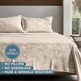 thumbnail image 3 of Bare Home Microplush Fleece Sheet Set - Ultra Soft - Deep Pocket - Twin XL, Sand, 3 of 9