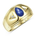 thumbnail image 4 of RYLOS Men's Rings 14K Yellow Gold Pear Shape Tear Drop Cabochon Gemstone & Diamond Rings; Blue Star Sapphire   Size 8, 4 of 6