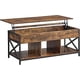 thumbnail image 1 of VASAGLE Mesa de Centro Elevable, Mesa Centro con Compartimentos Ocultos y Estante de Almacenamiento, para Salón, Estructura de Acero, 50 x 120 x (49-62 cm), Marrón Rústico y Negro, 1 of 6