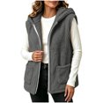 thumbnail image 5 of Winter Jacket Women Baeitkot Sleeveless Hooded Fleece Vest with Pockets for Winter Layering Daily Wear Gray S, 5 of 6