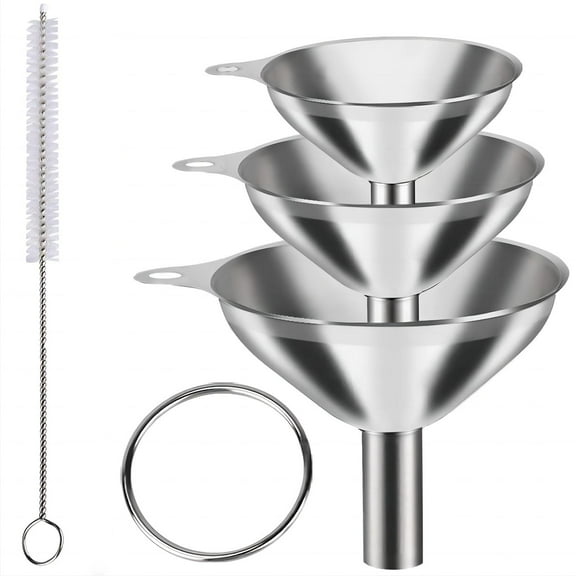 Mini Stainless Steel Funnels, Multi-use Small Kitchen Funnel Set of 3, for Transferring Liquid, Fluid