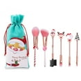 thumbnail image 1 of Fairnull 5Pcs/6Pcs Christmas Makeup Brushes Set Festive Design Artificial Fiber Durable Metal Handle Xmas Cosmetic Brushes, 1 of 9