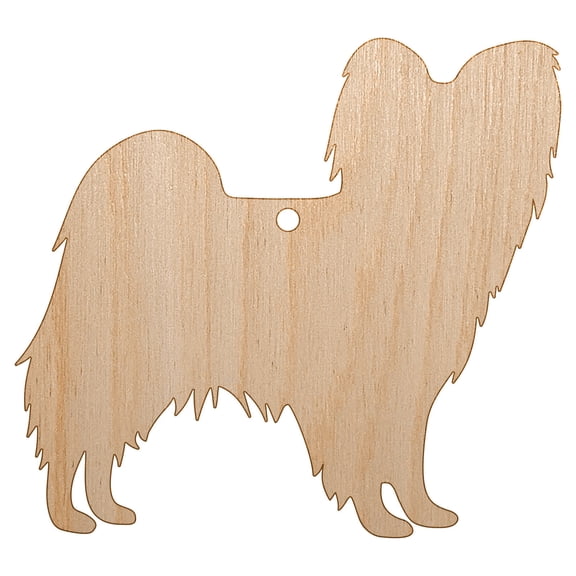 Papillon Continental Toy Spaniel Dog Solid Wood Holiday Christmas Tree Ornament Unfinished DIY Pre-Drilled Craft
