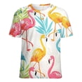 thumbnail image 5 of Flamingo Pattern Women's Short Sleeve T-Shirt Crew Neck Casual Summer Trendy Loose Fit Tops, 5 of 6
