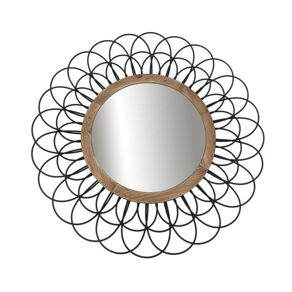 Sagebrook Home Metal 40" Loop Wall Mirror, Black , Round, Iron, Casual Home, 40"L X 2"W X 40"H, Solid Color