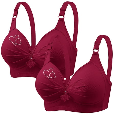 POIUYTR 2 Pack Push Up Bra for Women Plus Size Uplift Sculpting T-Shirt Bra Full Coverage Bra No Wirefree Bras Padded Plunge