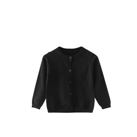 

HaiMao Girls Cardigans Sweater Clearance School Uniforms Long Sleeve Lightweight Outerwear Black 3 Years