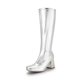 thumbnail image 1 of Botas DREAM PAIRS Gogo con Punta Cuadrada, Tacón Grueso y Altura hasta la Rodilla en Plata, 1 of 8