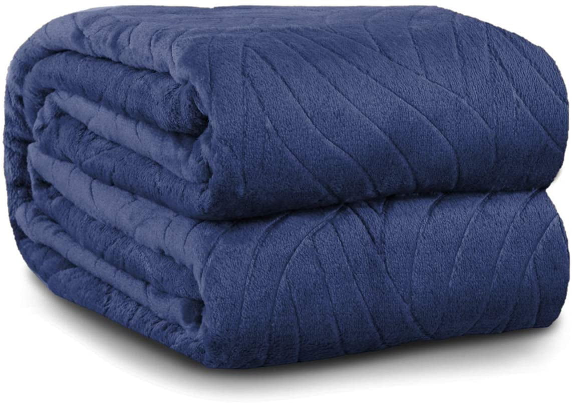 Navy Big Blanket Fleece King Size 108" x 90" Lightweight Blanket for