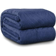 Navy Throw Blanket Fleece Lightweight Throw Blanket for Couch or Sofa - Embossed Flannel Blanket for Travel – Blue, 50" x 60" Soft Blanket by Blissford