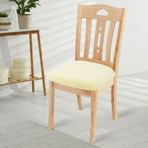 REGALWOVEN 6Pcs Velvet Dining Chair Seat Cover Elastic Stretchable Slipcovers, 18"x18" Cream