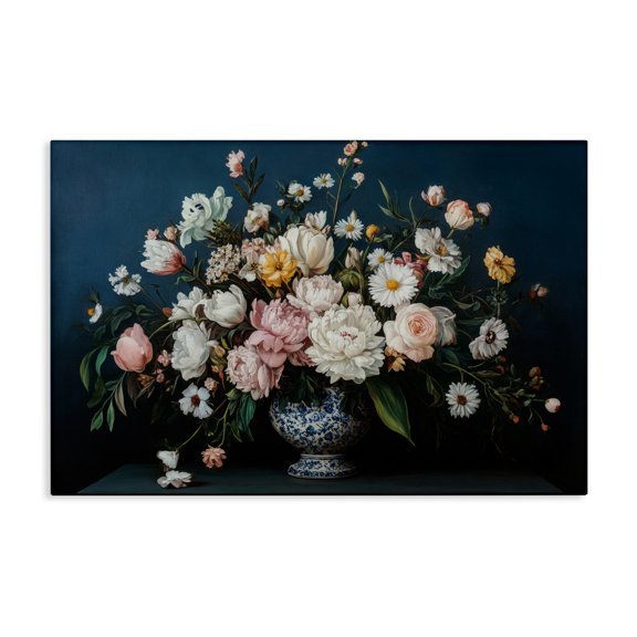 Stupell Industries Victorian Moody Blue Floral Vase Canvas Art, 24 x 16, by Petals Prints Design