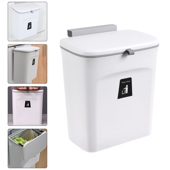 RENACLIPY Wall-Mounted Kitchen Garbage Bin with Lid Plastic Trash Can for Home, Space-Saving Waste Container, 1 Pc