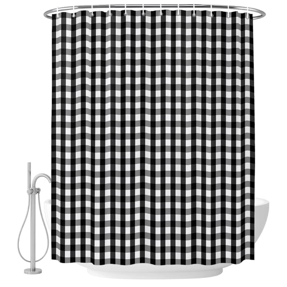 Buffalo Plaid Shower Curtains for Bathroom, Fabric Bath Curtains Decor, Bath Tub Curtain Farmhouse Black White Checkered Vintage Rustic Decorative Shower Curtain Sets with 12 Hooks, 72x72 Inch