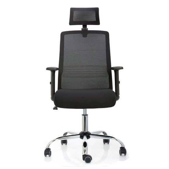 Silla Oficina Ergonómica Reclinable con Cabecero Negro Cuba Alta