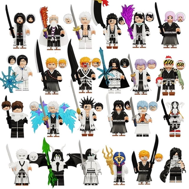 MiniBlox 24PCS Anime BLEACH Series Block Figures – 1.77in Poseable Models for Kids’ Building & Display