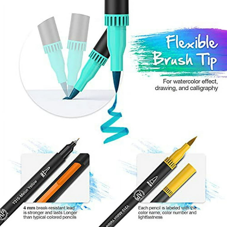 Coloring Marker Pen Set of 100 Dual Brush Tip Marker for Adult