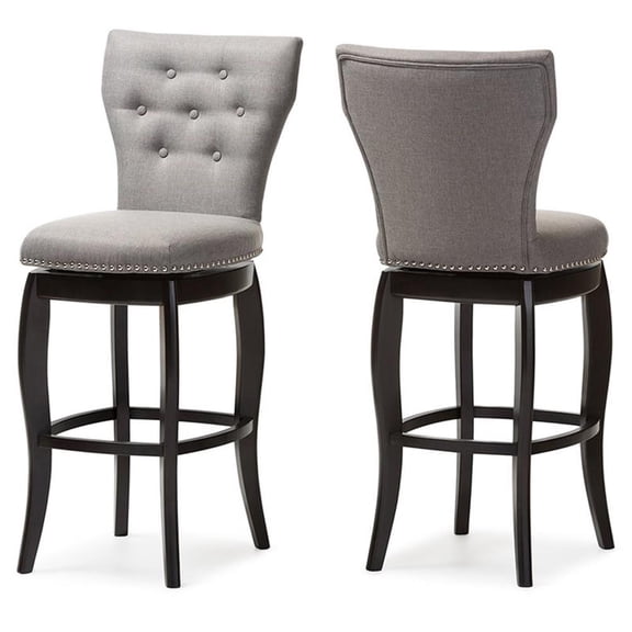 Pemberly Row Contemporary 31" Tufted Swivel Bar Stool (Set of 2)