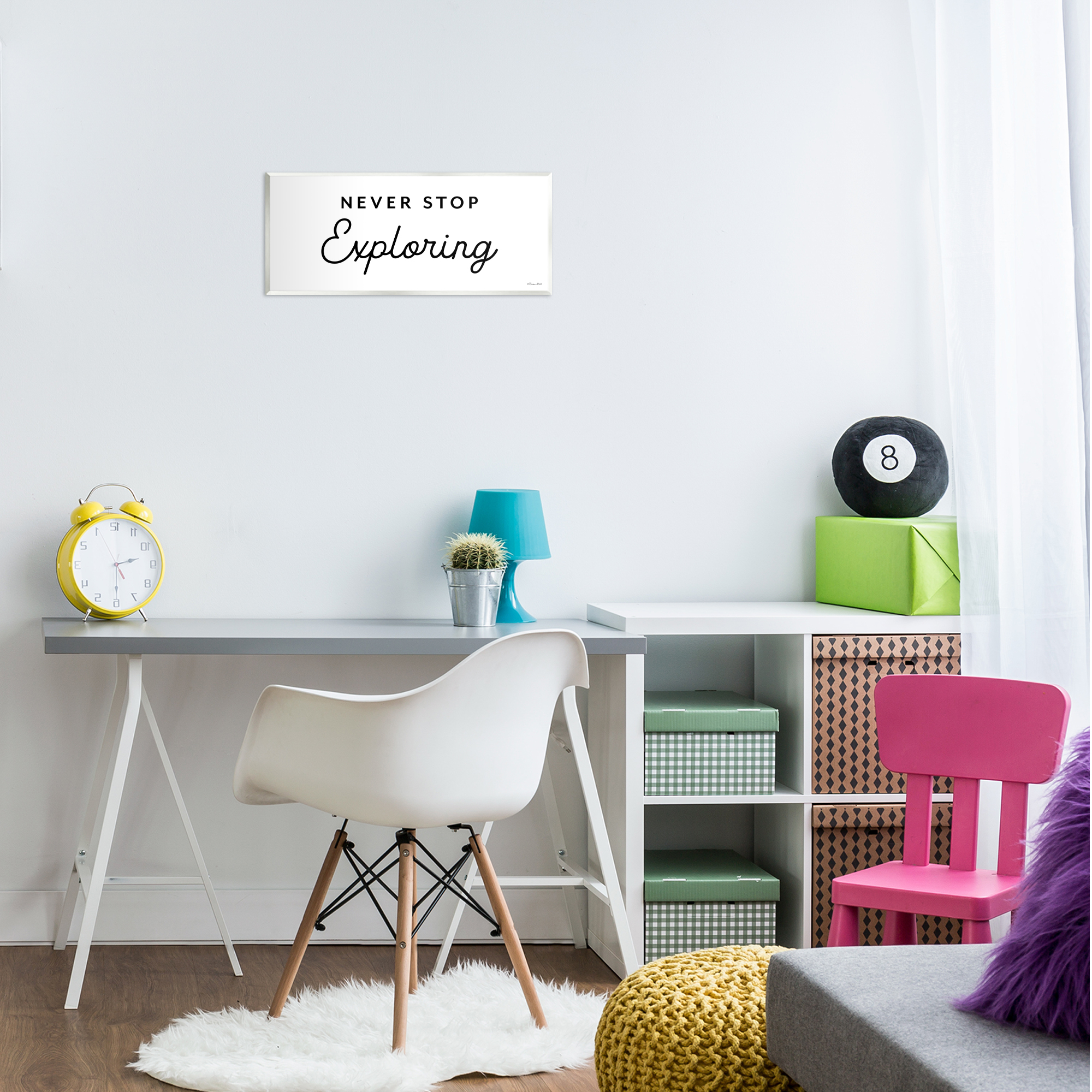 Stupell Industries Never Stop Exploring Typography Painting Unframed Art Print Wall Art, 17 x 7