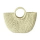 thumbnail image 3 of Bolso de mano de paja elegante, informal, para playa, bohemio, tejido para mujer y niña. Beige, 3 of 9