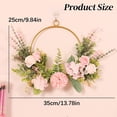 thumbnail image 3 of Veeogra Artificial Floral Front Door Wreath,14" Pink Rose Hydrangea Ring Wreath,Farmhouse Handmade Floral Decor,Spring Summer Wreaths,Wedding Festival Holiday Decor,Outdoor Wreaths For Front Door, 3 of 9
