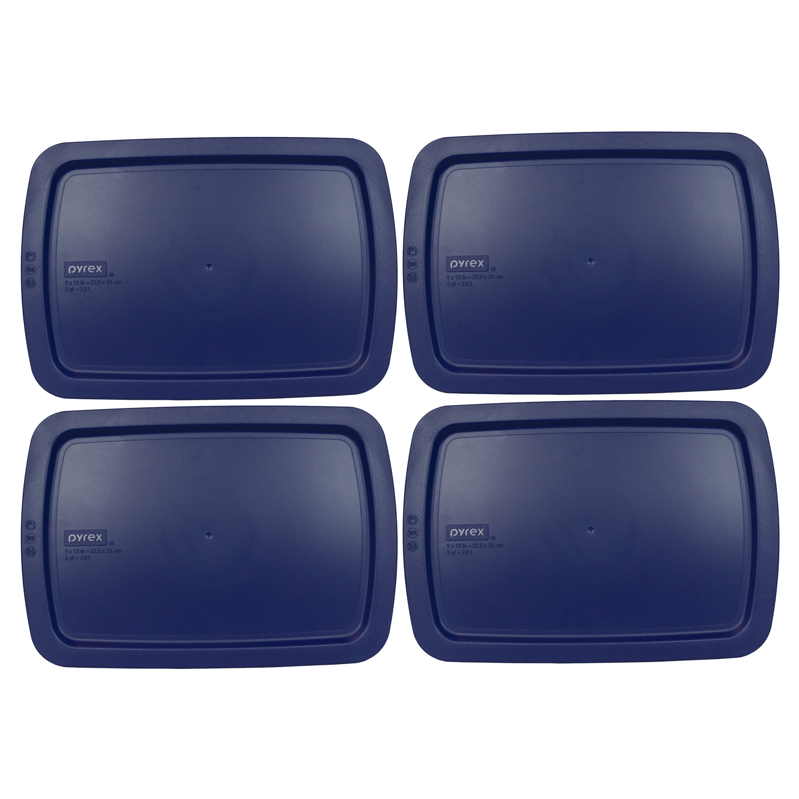 Pyrex Replacement Lid C233PC 3Qt Blue Plastic Rectangle Cover (4Pack) for Pyrex C233 Glass